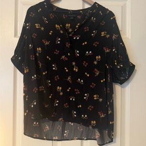 Banana Republic Black Floral Blouse